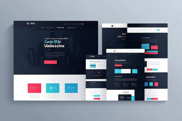 Modern Flat Website Template Design Vector