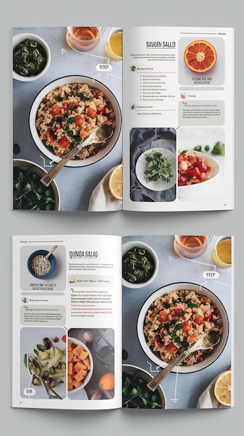 Photo modern flavor recipe magazine cookbook template spread