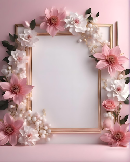 Modern floral frame pink