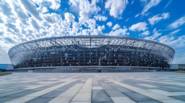 Photo modern football stadium with views from the outside football stadium arena for professional match with modern building