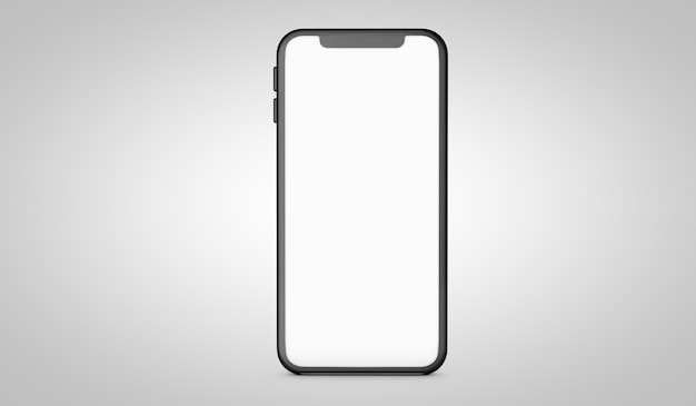 Modern frameless smartphone 3D mock up with blank white screen 3D Rendering