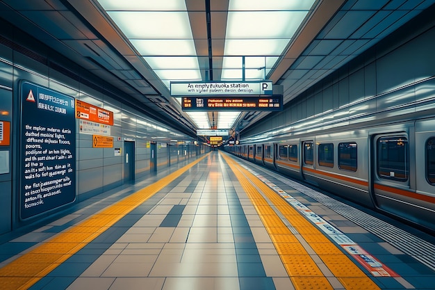 Modern Fukuoka Subway Station Bathed in Morning Light