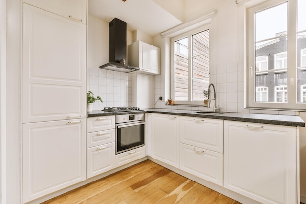 Modern furniture in light home kitchen