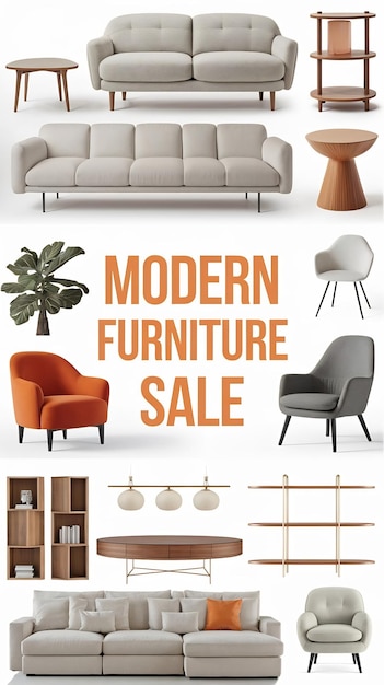 Modern furniture sale horizontal banner design templete