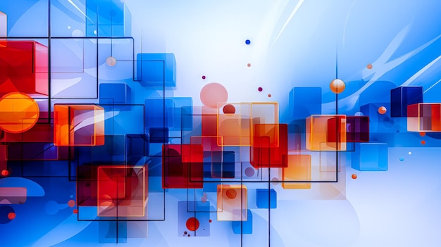 Modern and Futuristic Abstract Colorful and Dynamic Background with Squares and Circles