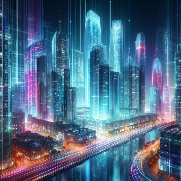 Modern futuristic cityscape ai image