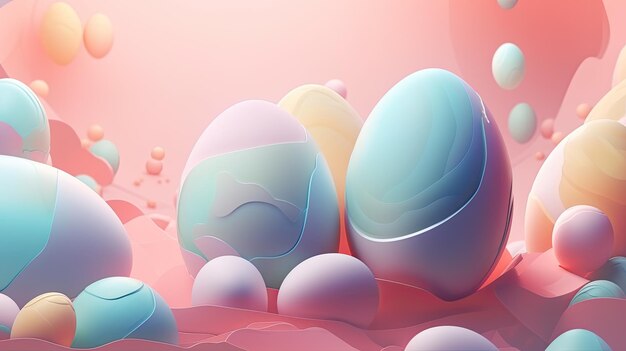 Modern futuristic Easter poster and banner template with Easter eggs on light background Greetings for Easter Day Generative AI content