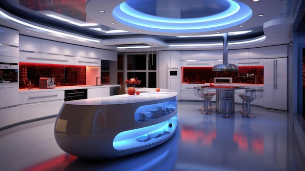 Modern futuristic kitchen interior Generative AI