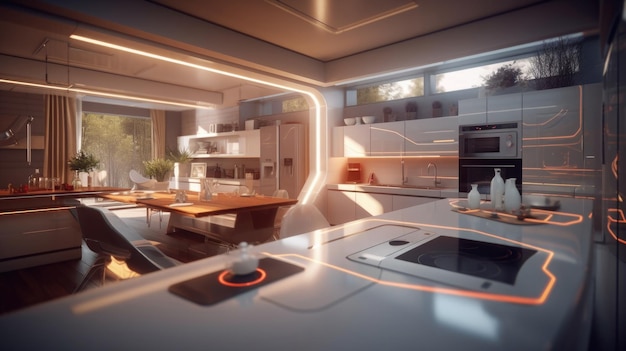 Modern futuristic kitchen interior Generative AI