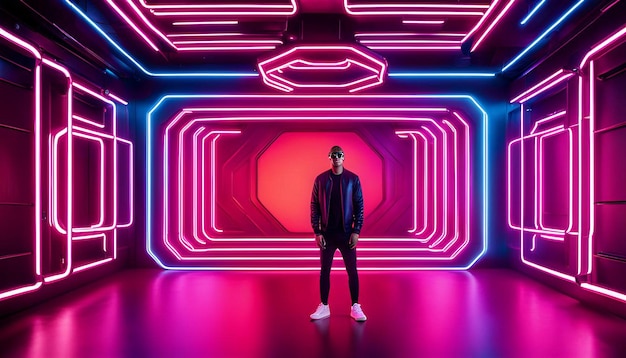 Modern futuristic neon light background