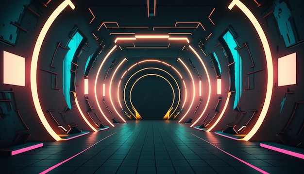 modern futuristic sci fi background with neon light