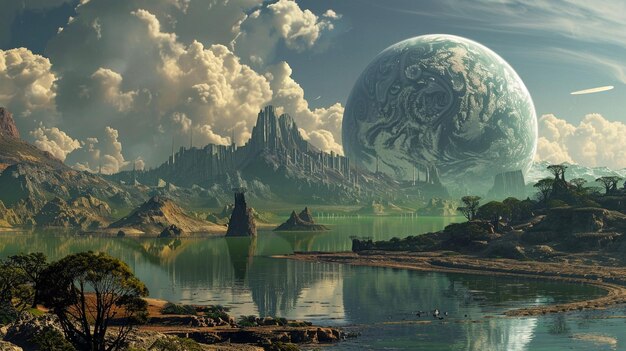 Modern Futuristic SciFi Landscape Painting