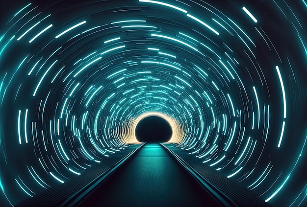 Photo modern futuristic tunnel background with neon light