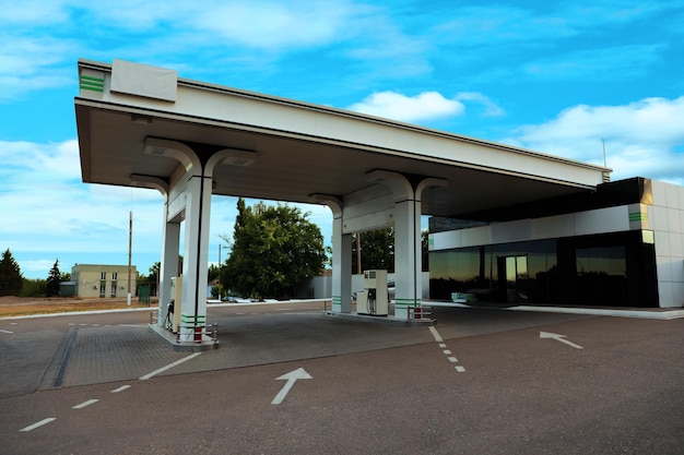 Modern gas filling station beside the road