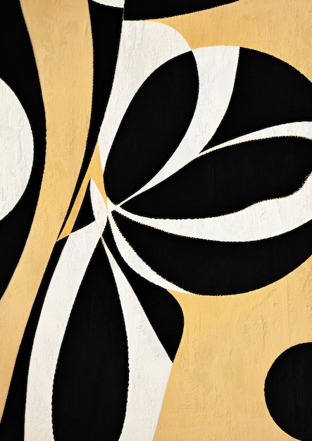 Modern Geometric Abstract Composition in Beige and Black Colors