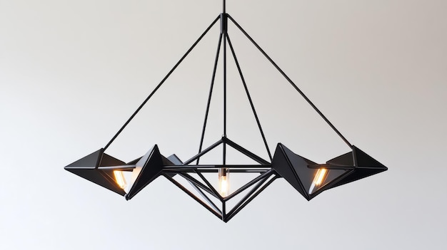 Photo modern geometric black pendant light design enhancing contemporary interior spaces with unique charm