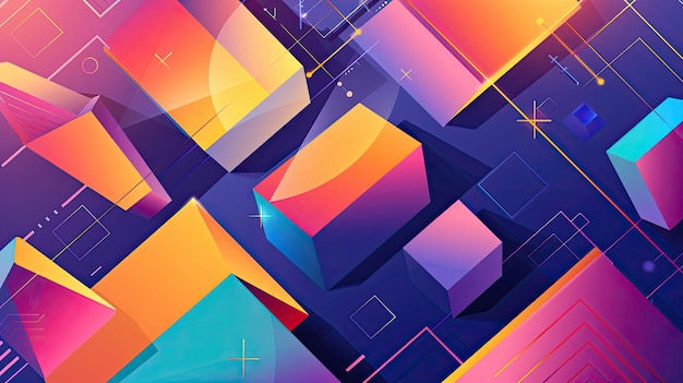 Photo modern geometric design with bold shapes and vibrant colors