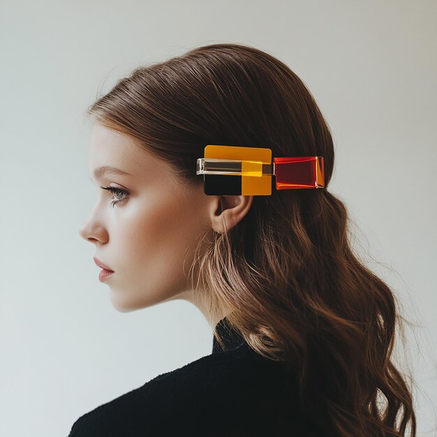 Photo modern geometric hair clip closeup