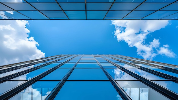 Modern glass skyscrapers against a blue sky with clouds modern architecture business finance