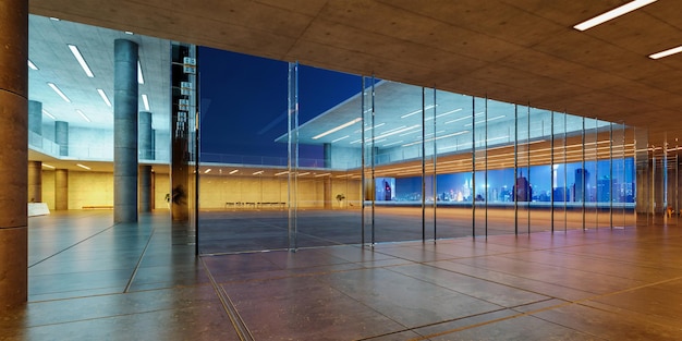 Modern glass wall commercial buildings interior