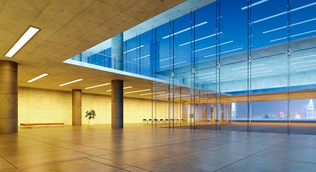 Modern glass wall commercial buildings