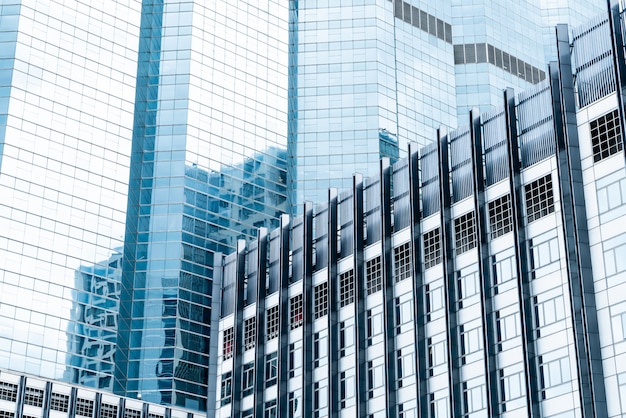 Modern glass wall of office building