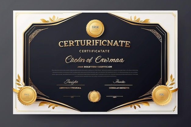 Modern Golden color Certificate Award Design Template Clean modern certificate