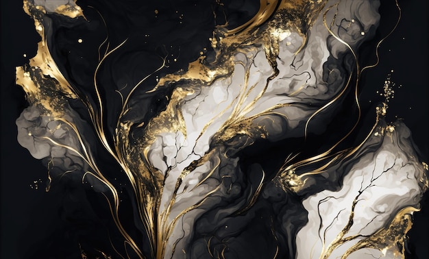 Modern golden marble texture banner for interior trends generative ai