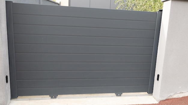 Modern grey sliding gate aluminum portal of home