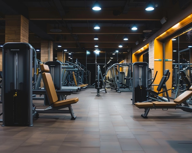 Modern gym interior presenting a range of contemporary and varied fitness equipment