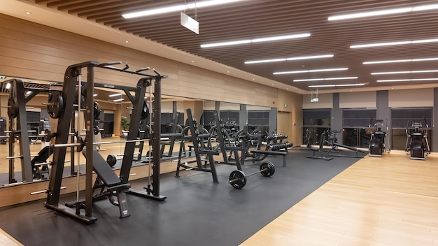 Modern gym interior with equipment