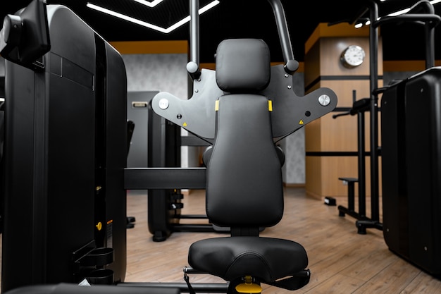 Modern gym interior with new fitness equipment