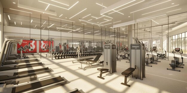 Modern gym with a variety of fitness equipment and machines to support an active lifestyle aig