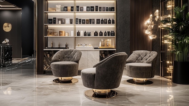 Photo modern hair salon interior for minimalist furniture