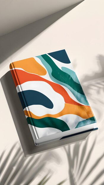 Modern Hardcover Book Mockup with Abstract Pattern and Matte Finish Pages for Versatile Showcasing