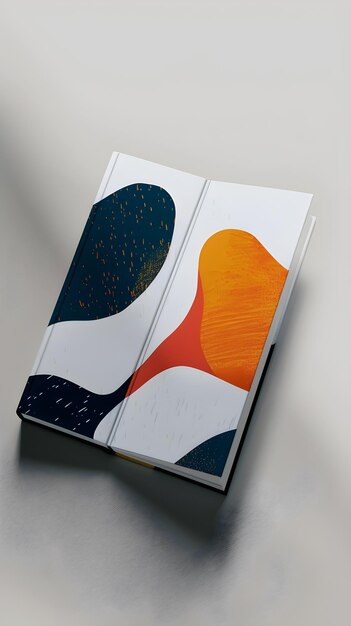 Modern Hardcover Book Mockup with Abstract Pattern and Matte Finish Pages for Versatile Showcasing