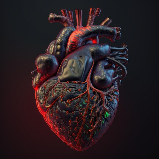 Modern heart with futuristic design on black background Generative AI