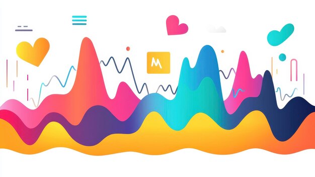 Photo modern heartbeats illustration featuring a playful cartoon style with vibrant textures