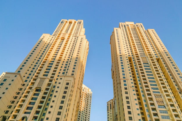 Modern high-rise buildings. Background architecture Dubai Marina. Dubai.