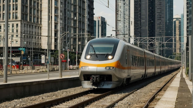 Modern high speed train arriving at station