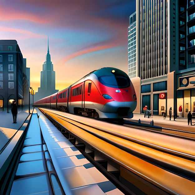 Modern high speed train on a clear day with motion blur