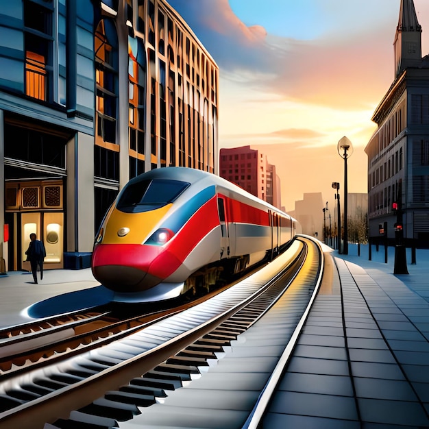 Modern high speed train on a clear day with motion blur