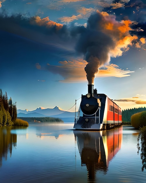 Modern high speed train on a clear day with motion blur