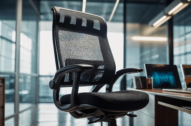 Photo modern highback office chair with a mesh seat