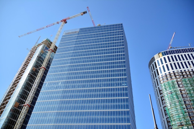 Modern highrise buildings under construction