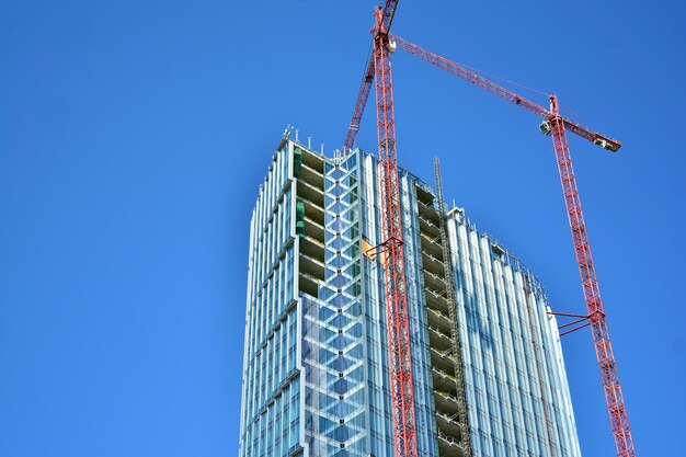 Modern highrise buildings under construction