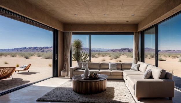 modern home interior in desert