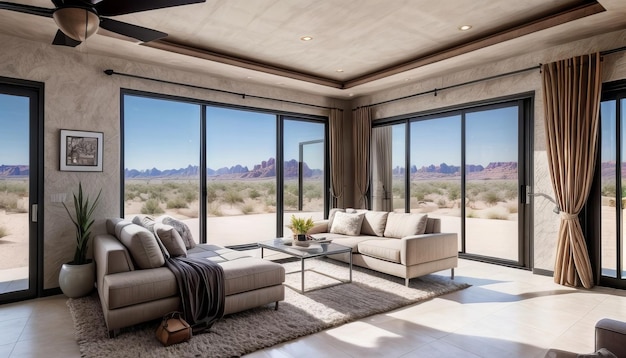 modern home interior in desert