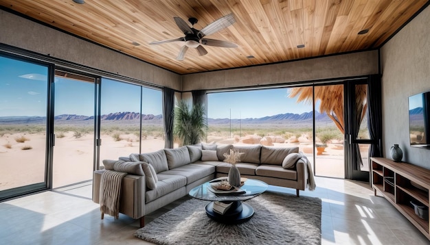 modern home interior in desert