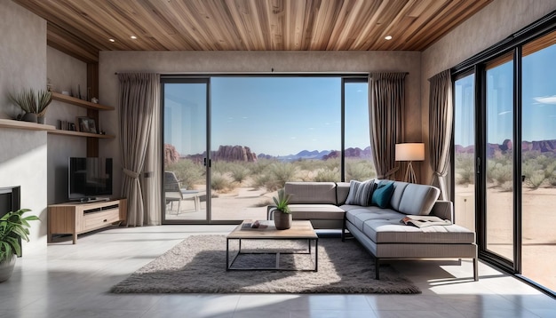 modern home interior in desert